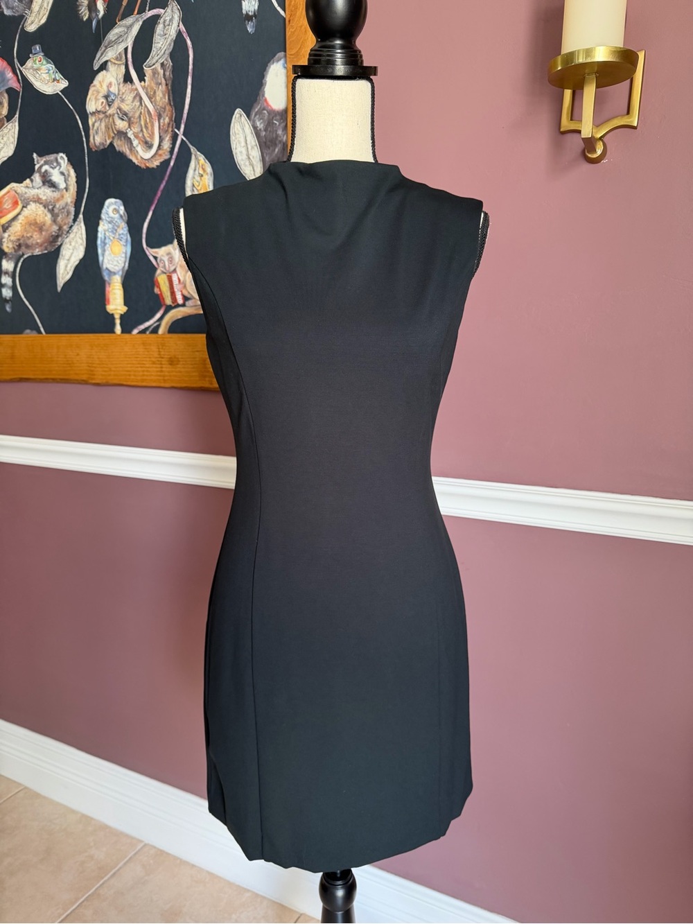 NWT Banana Republic Black Sleeveless Mini Sheath Dress with Princess Seams Sz XS